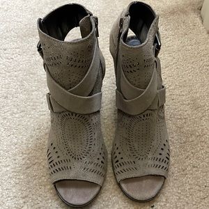 Naughty Monkey Grey Suede open toe boot